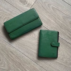 Vintage Louis Vuitton Green Epi Leather PM Agenda & Wallet
